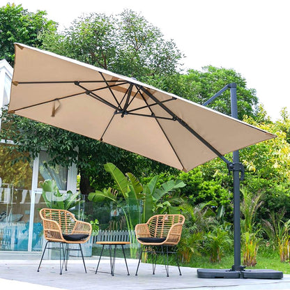 3 x 3 M Khaki Square Cantilever Parasol Outdoor Hanging Umbrella for Garden and Patio - House Comfort