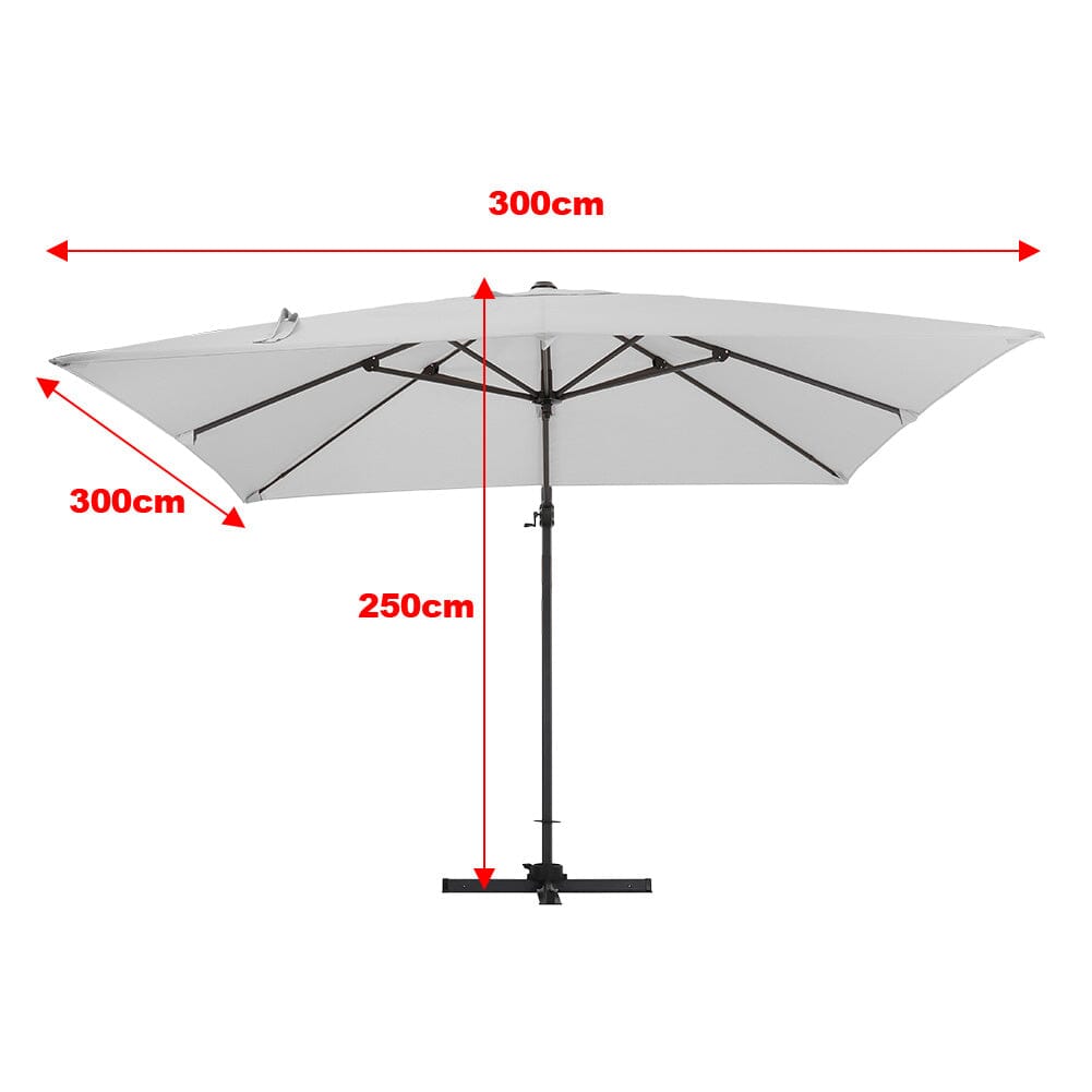 3 x 3 m Square Cantilever Parasol Outdoor Hanging Umbrella for Garden and Patio - House Comfort