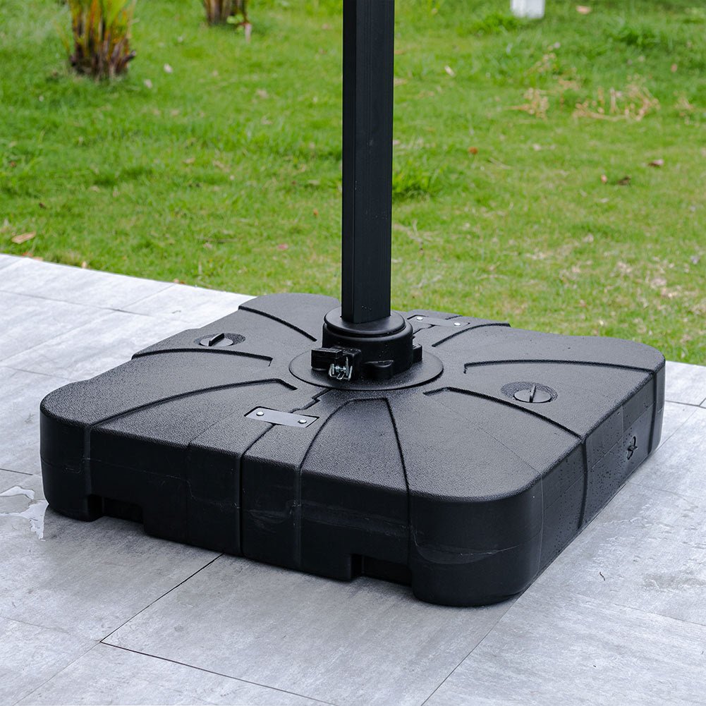 3 x 3 M Square Cantilever Parasol Outdoor Hanging Umbrella for Garden and Patio with Square Plastic Base - House Comfort