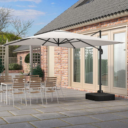 3 x 3 M Square Cantilever Parasol Outdoor Hanging Umbrella for Garden and Patio with Square Plastic Base - House Comfort