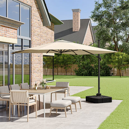 3 x 3 M Square Cantilever Parasol Outdoor Hanging Umbrella for Garden and Patio with Square Plastic Base - House Comfort
