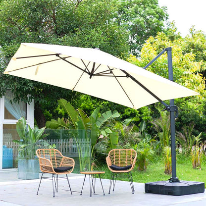 3 x 3M Square Cantilever Parasol Beige Outdoor Hanging Umbrella for Garden and Patio - House Comfort