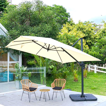 3 x 3M Square Cantilever Parasol Beige Outdoor Hanging Umbrella for Garden and Patio - House Comfort