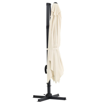 3 x 3M Square Cantilever Parasol Beige Outdoor Hanging Umbrella for Garden and Patio - House Comfort