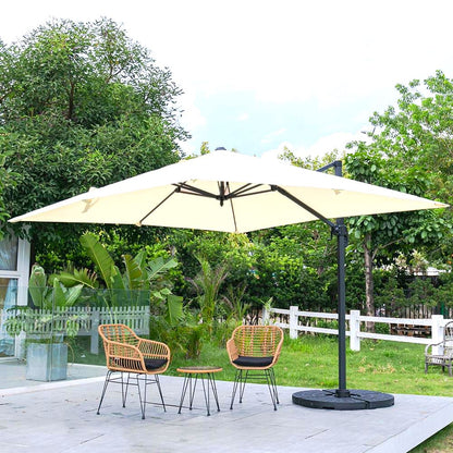 3 x 3M Square Cantilever Parasol Beige Outdoor Hanging Umbrella for Garden and Patio - House Comfort