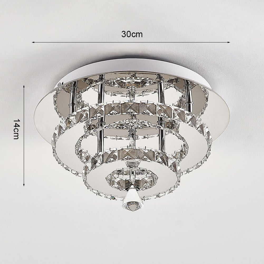 30cm W Stacked LED Ceiling Light with Crystal Rims Energy Saving - House Comfort