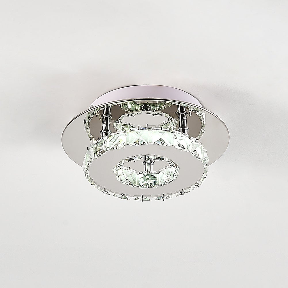 30cm W Stacked LED Ceiling Light with Crystal Rims Energy Saving - House Comfort