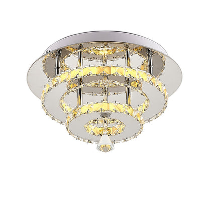 30cm W Stacked LED Ceiling Light with Crystal Rims Energy Saving - House Comfort
