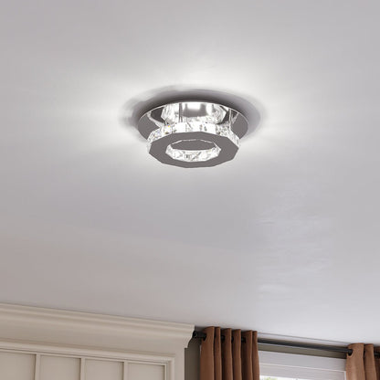30cm W Stacked LED Ceiling Light with Crystal Rims Energy Saving - House Comfort