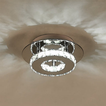 30cm W Stacked LED Ceiling Light with Crystal Rims Energy Saving - House Comfort