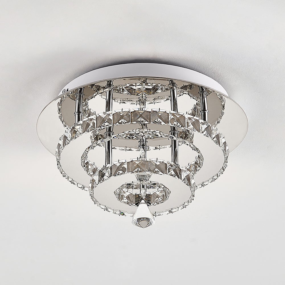 30cm W Stacked LED Ceiling Light with Crystal Rims Energy Saving - House Comfort