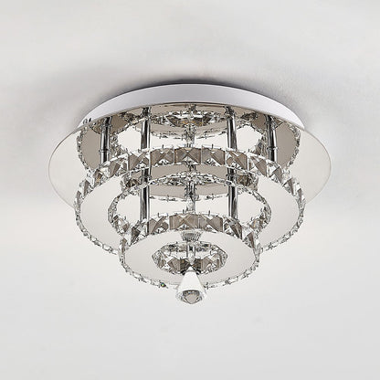 30cm W Stacked LED Ceiling Light with Crystal Rims Energy Saving - House Comfort
