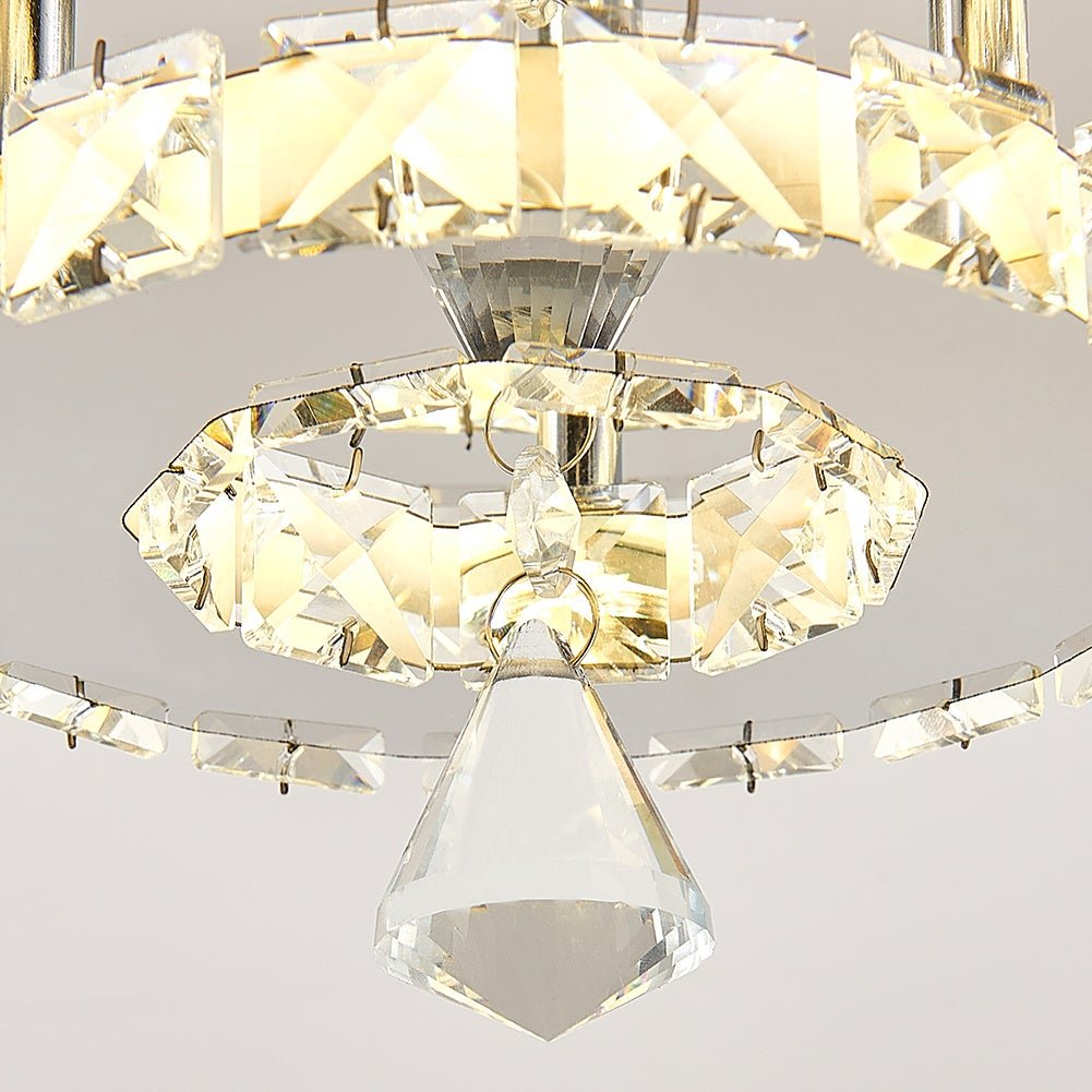 30cm W Stacked LED Ceiling Light with Crystal Rims Energy Saving - House Comfort