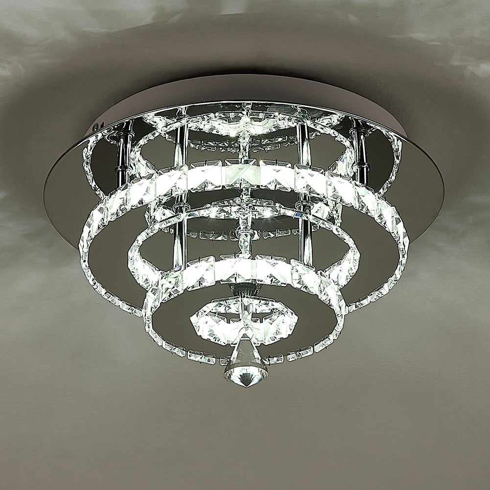 30cm W Stacked LED Ceiling Light with Crystal Rims Energy Saving - House Comfort