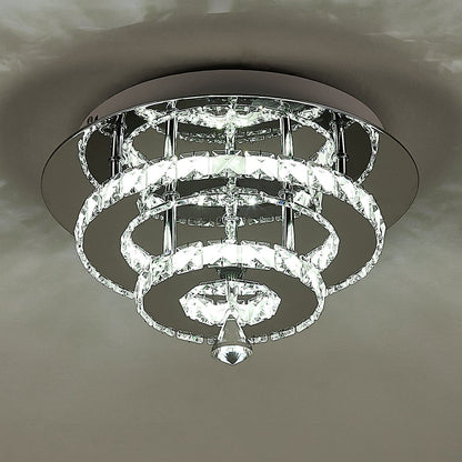 30cm W Stacked LED Ceiling Light with Crystal Rims Energy Saving - House Comfort