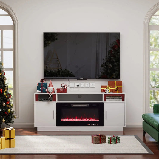 30Inch Electric Fireplace TV Stand | Large Media Cabinet with 24 Colour Options - House Comfort