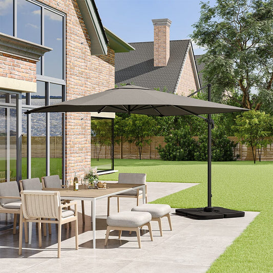 3×3M Garden Parasol Umbrella Cantilever Parasol with Petal Water Tank - House Comfort