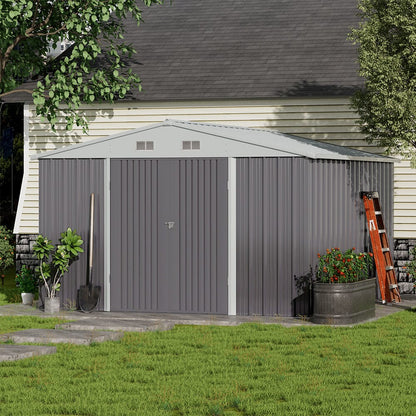 3×5 ft/ 4×6ft/ 6×8 ft/ 10×8ft/ 10×10ft/ 10×12ft Metal Outdoor Garden Storage Shed Motorcycle Sheds with Lockable - House Comfort