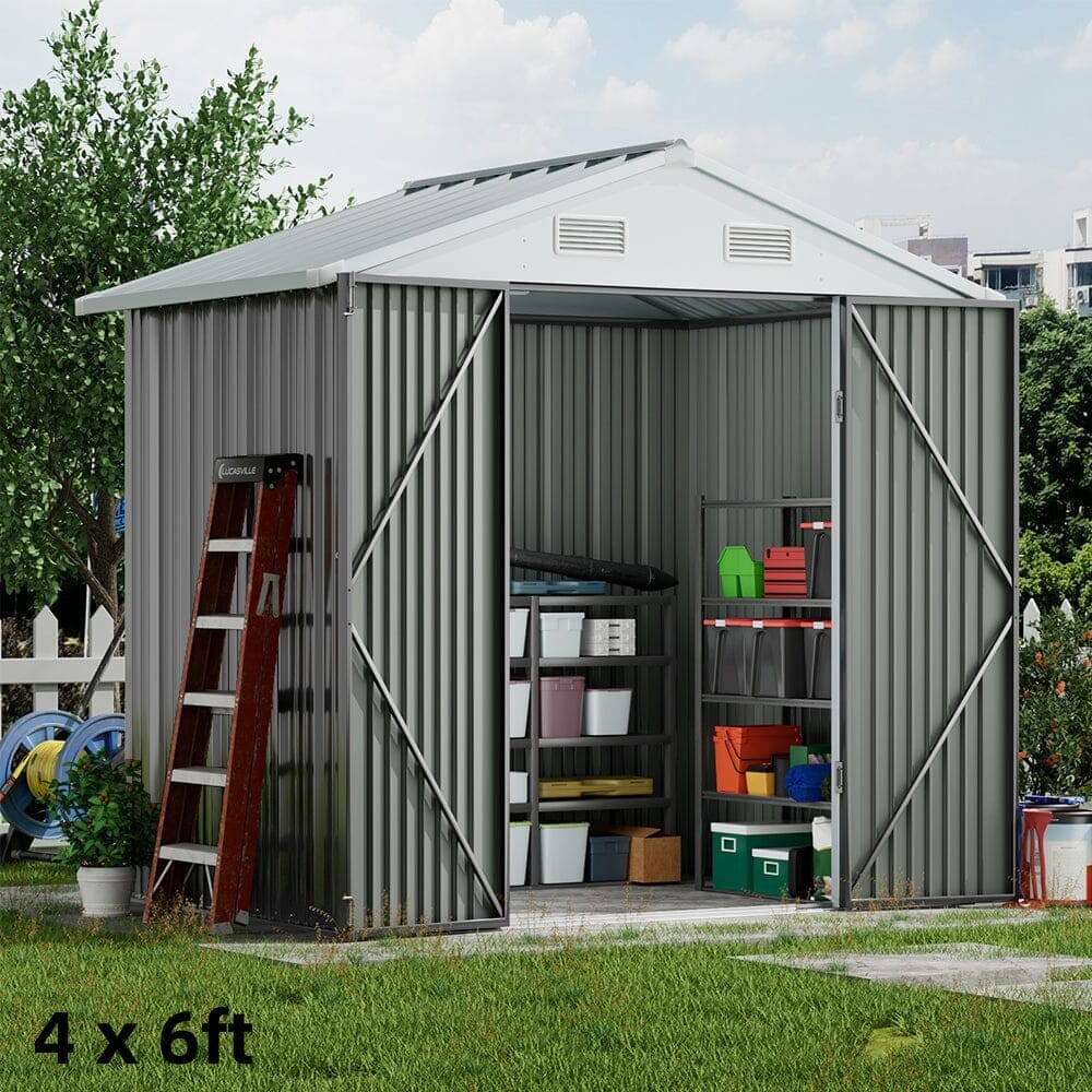 3×5 ft/ 4×6ft/ 6×8 ft/ 10×8ft/ 10×10ft/ 10×12ft Metal Outdoor Garden Storage Shed Motorcycle Sheds with Lockable - House Comfort