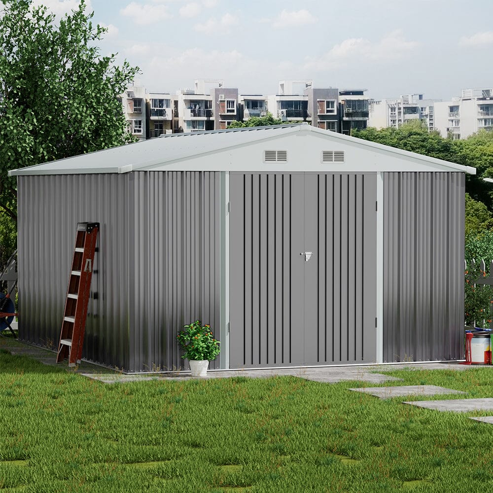 3×5 ft/ 4×6ft/ 6×8 ft/ 10×8ft/ 10×10ft/ 10×12ft Metal Outdoor Garden Storage Shed Motorcycle Sheds with Lockable - House Comfort
