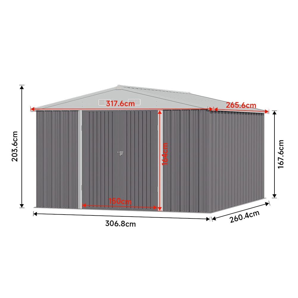 3×5 ft/ 4×6ft/ 6×8 ft/ 10×8ft/ 10×10ft/ 10×12ft Metal Outdoor Garden Storage Shed Motorcycle Sheds with Lockable - House Comfort