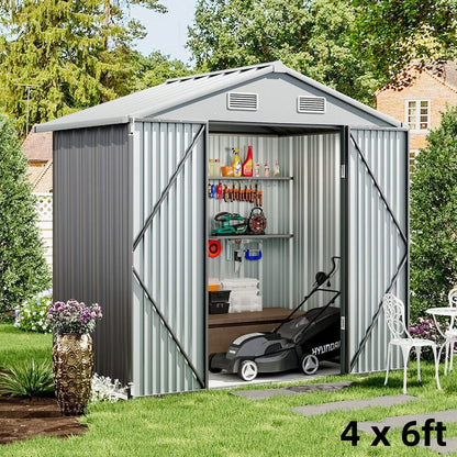3×5 ft/ 4×6ft/ 6×8 ft/ 10×8ft/ 10×10ft/ 10×12ft Metal Outdoor Garden Storage Shed Motorcycle Sheds with Lockable - House Comfort
