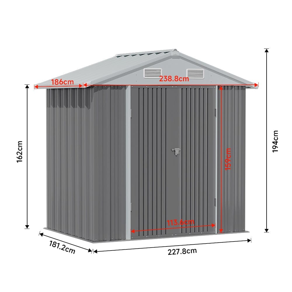 3×5 ft/ 4×6ft/ 6×8 ft/ 10×8ft/ 10×10ft/ 10×12ft Metal Outdoor Garden Storage Shed Motorcycle Sheds with Lockable - House Comfort