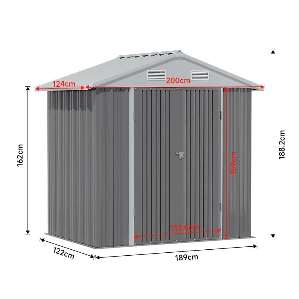 3×5 ft/ 4×6ft/ 6×8 ft/ 10×8ft/ 10×10ft/ 10×12ft Metal Outdoor Garden Storage Shed Motorcycle Sheds with Lockable - House Comfort