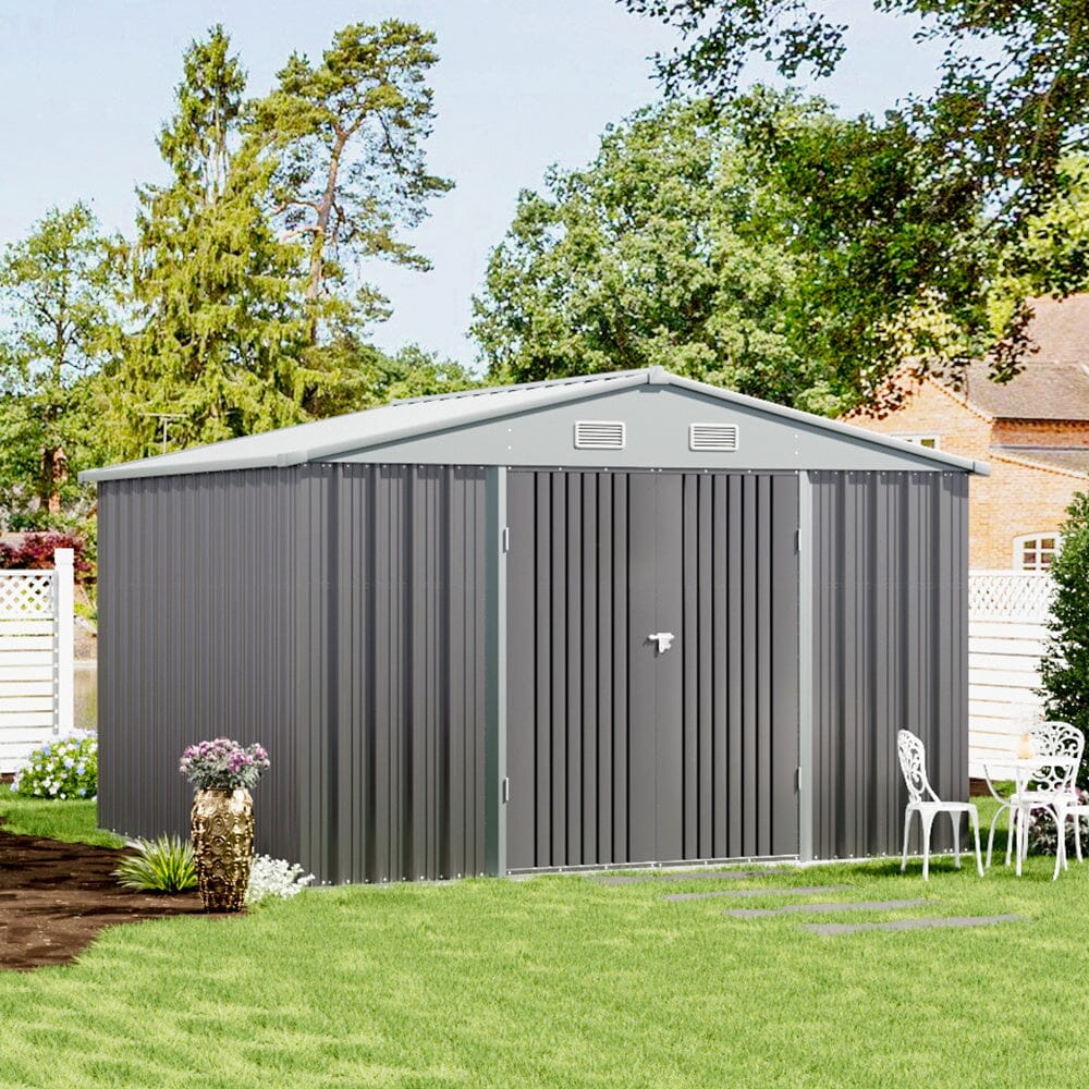 3×5 ft/ 4×6ft/ 6×8 ft/ 10×8ft/ 10×10ft/ 10×12ft Metal Outdoor Garden Storage Shed Motorcycle Sheds with Lockable - House Comfort