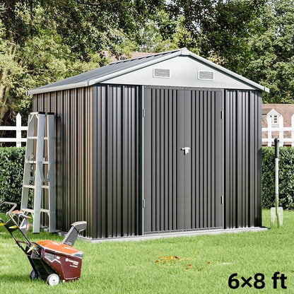 3×5 ft/ 4×6ft/ 6×8 ft/ 10×8ft/ 10×10ft/ 10×12ft Metal Outdoor Garden Storage Shed Motorcycle Sheds with Lockable - House Comfort
