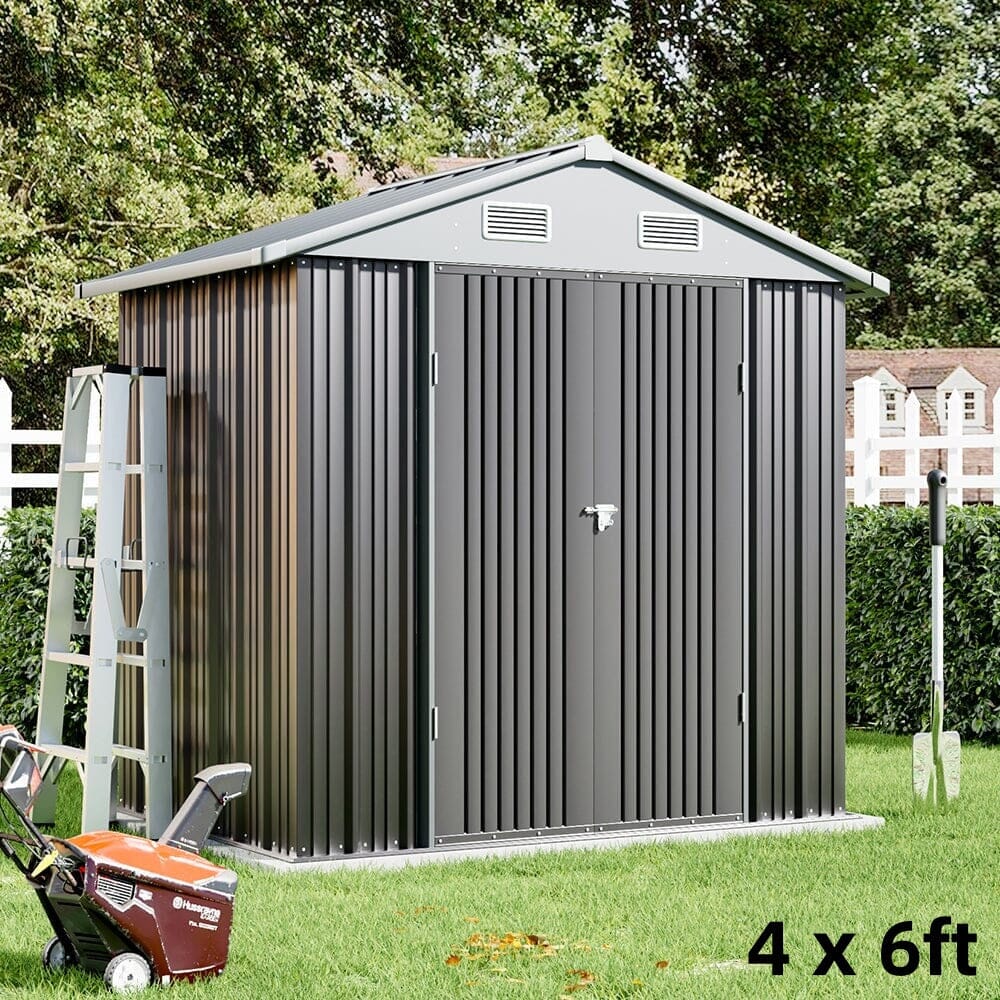 3×5 ft/ 4×6ft/ 6×8 ft/ 10×8ft/ 10×10ft/ 10×12ft Metal Outdoor Garden Storage Shed Motorcycle Sheds with Lockable - House Comfort