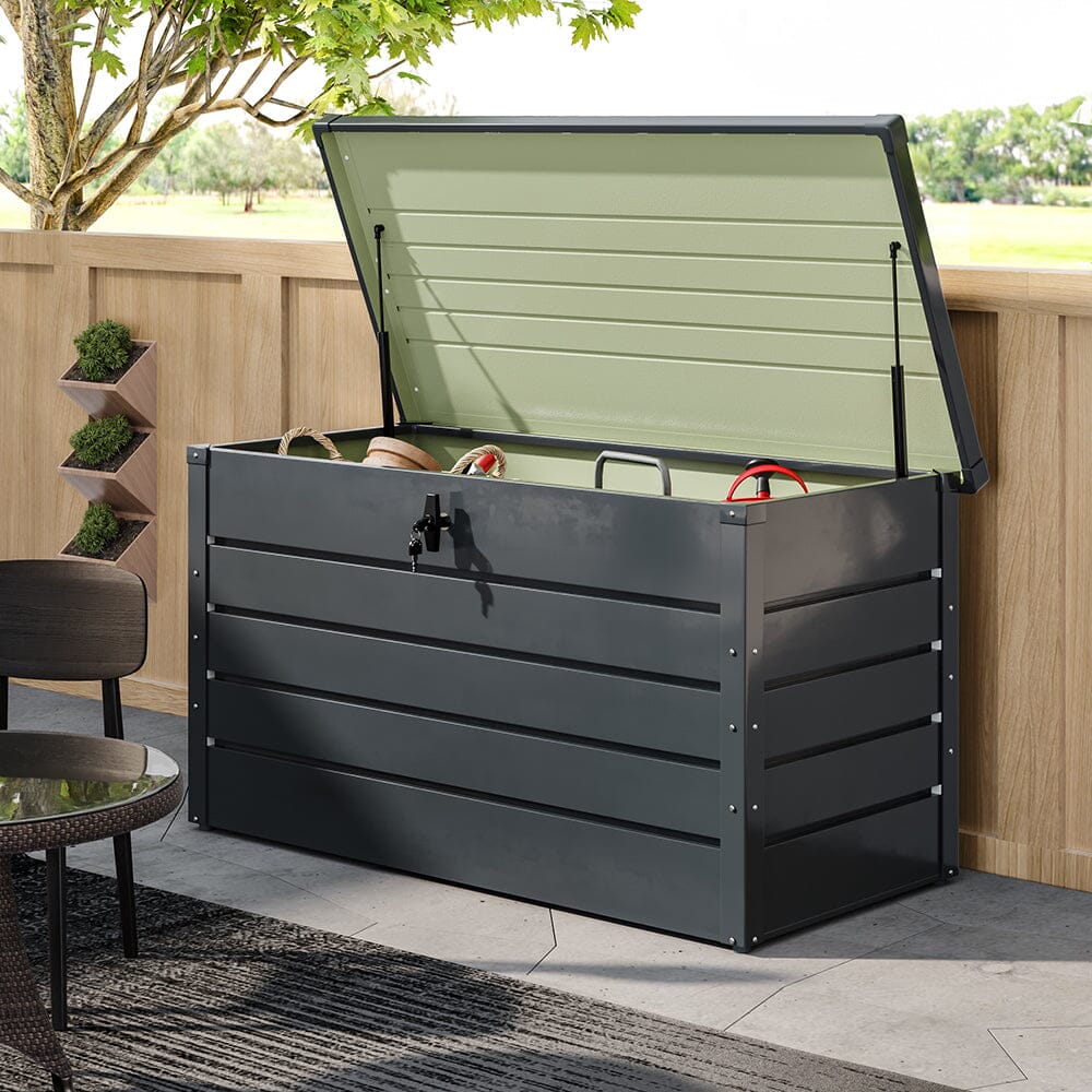 350L Steel Garden Steel Box Patio Waterproof Storage Box - House Comfort