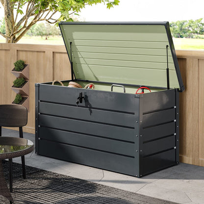 350L Steel Garden Steel Box Patio Waterproof Storage Box - House Comfort