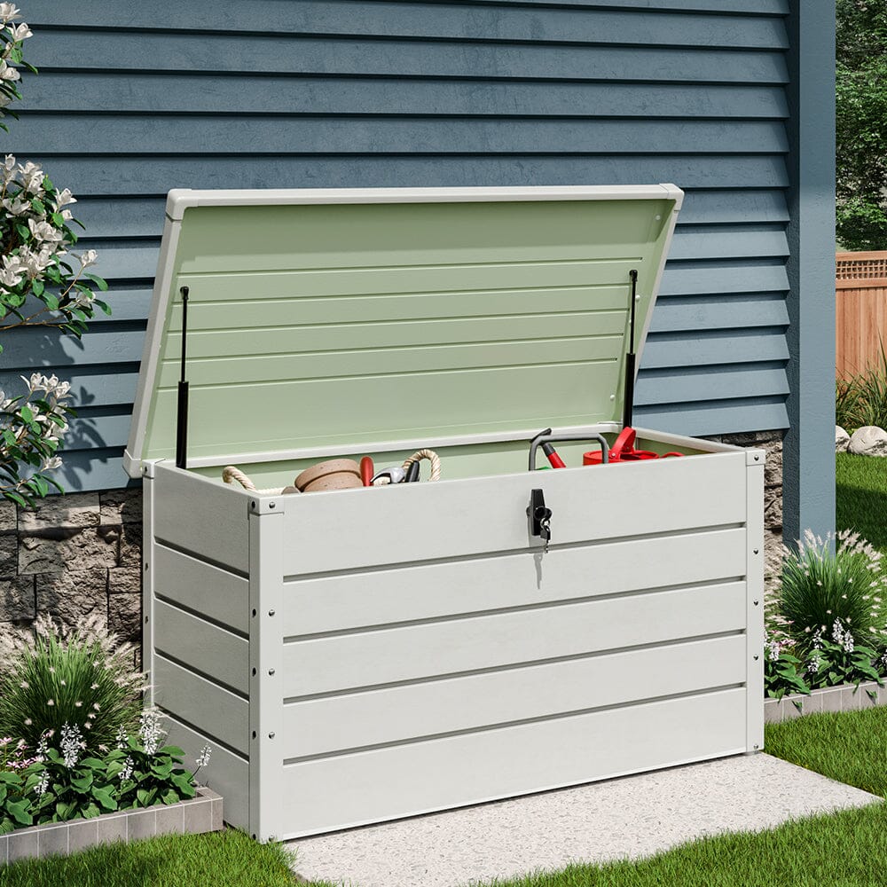 350L Steel Garden Steel Box Patio Waterproof Storage Box - House Comfort