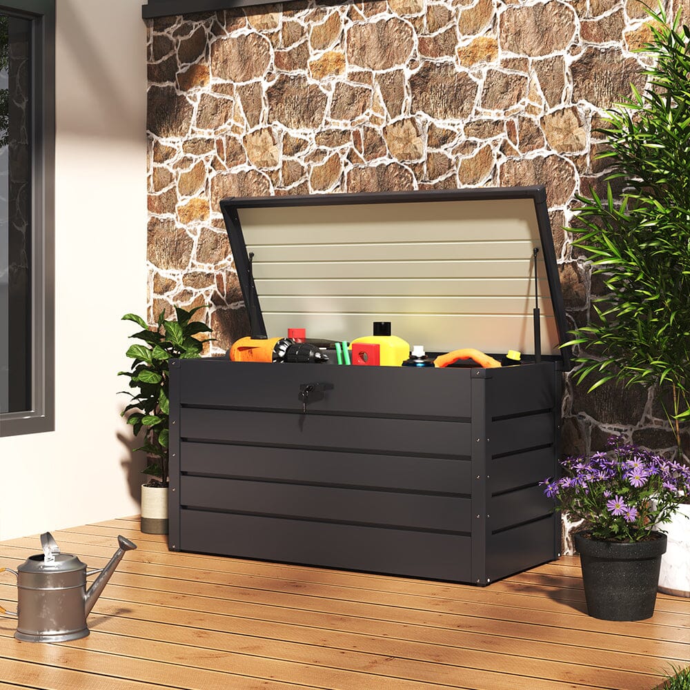 350L Steel Garden Steel Box Patio Waterproof Storage Box - House Comfort