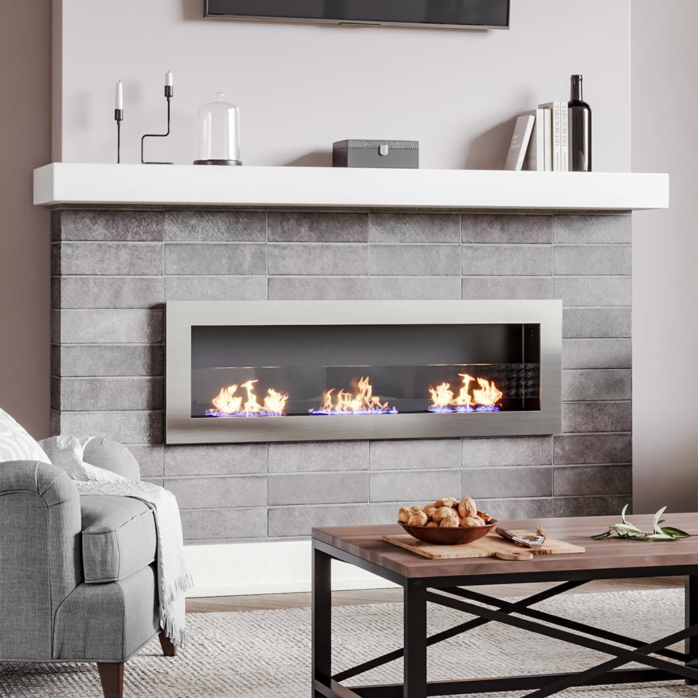 35/47 Inch Bio Ethanol Fireplace Wall Mounted Fireplaces Easy Installation - House Comfort