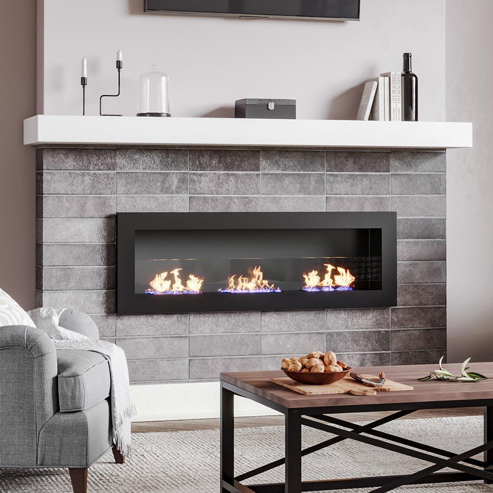 35/47 Inch Bio Ethanol Fireplace Wall Mounted Fireplaces Easy Installation - House Comfort