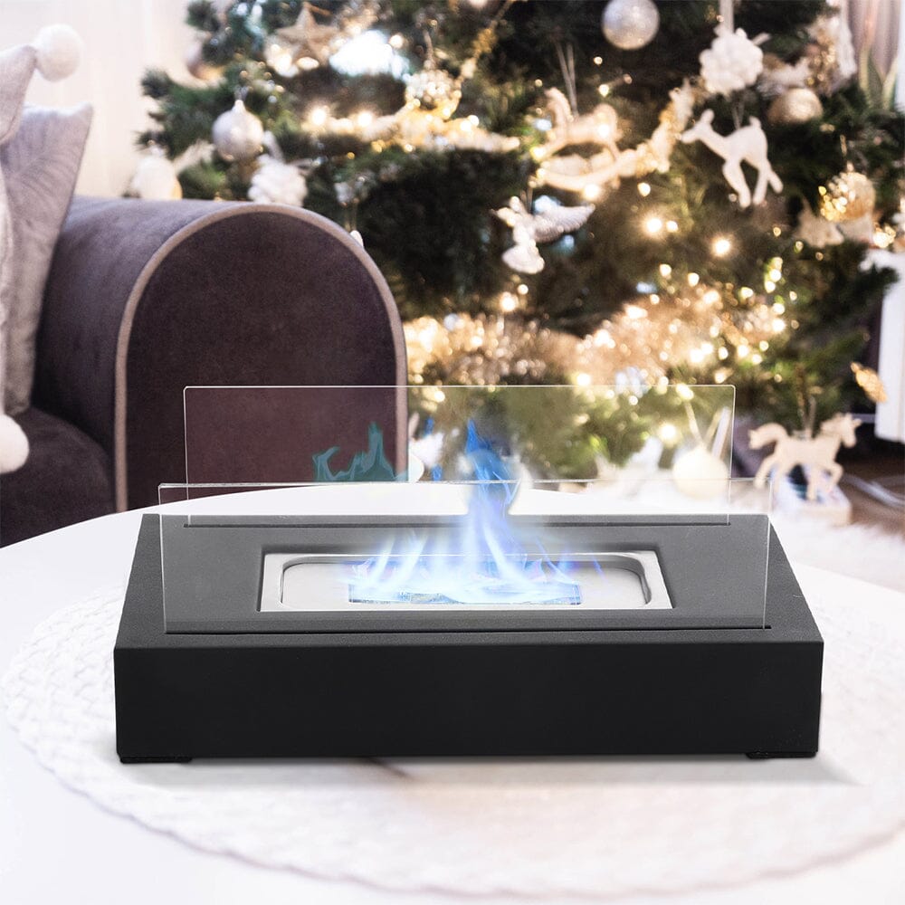 35cm L Table Fireplaces Bio Ethanol Fireplace Tabletop Metal Base Burner Fire - House Comfort