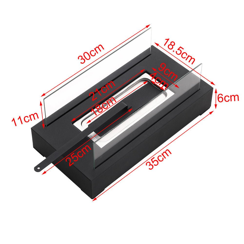 35cm L Table Fireplaces Bio Ethanol Fireplace Tabletop Metal Base Burner Fire - House Comfort