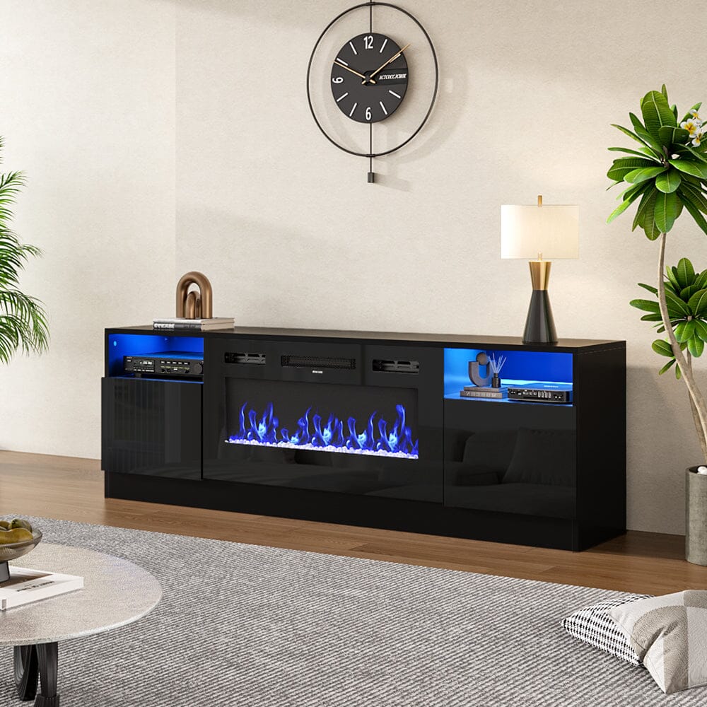 36 Inch Recessed Electric Fireplace TV Stand with Closed Storage - House Comfort