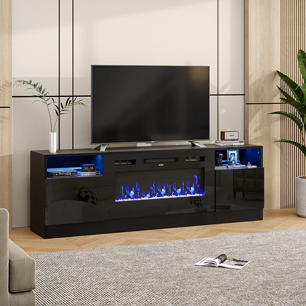 36 Inch Recessed Electric Fireplace TV Stand with Closed Storage - House Comfort