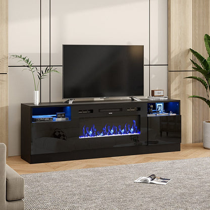 36 Inch Recessed Electric Fireplace TV Stand with Closed Storage - House Comfort