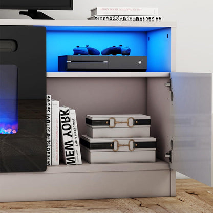 36 Inch Recessed Electric Fireplace TV Stand with Closed Storage - House Comfort