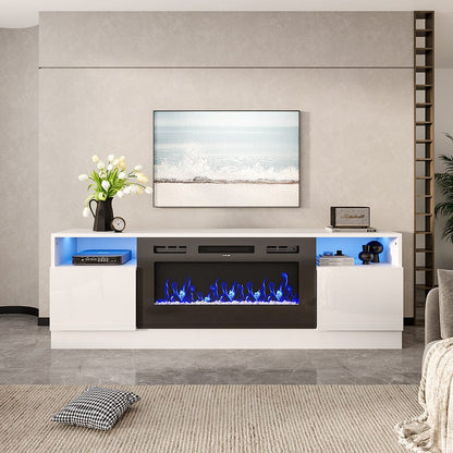 36 Inch Recessed Electric Fireplace TV Stand with Closed Storage - House Comfort