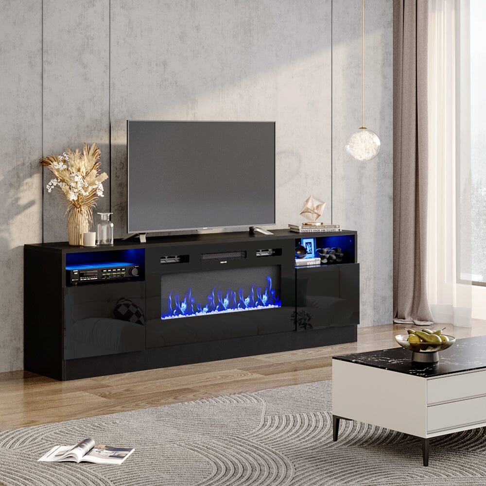 36 Inch Recessed Electric Fireplace TV Stand with Closed Storage - House Comfort