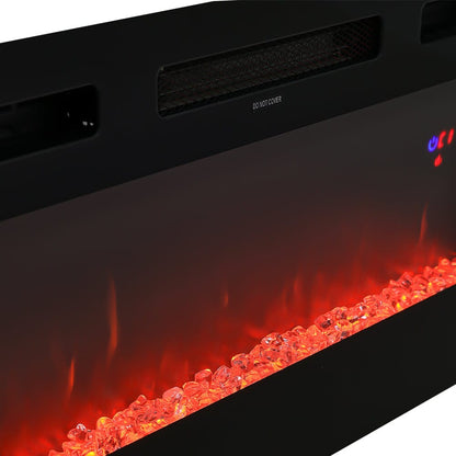 36 Inch Recessed Electric Fireplace TV Stand with Closed Storage - House Comfort