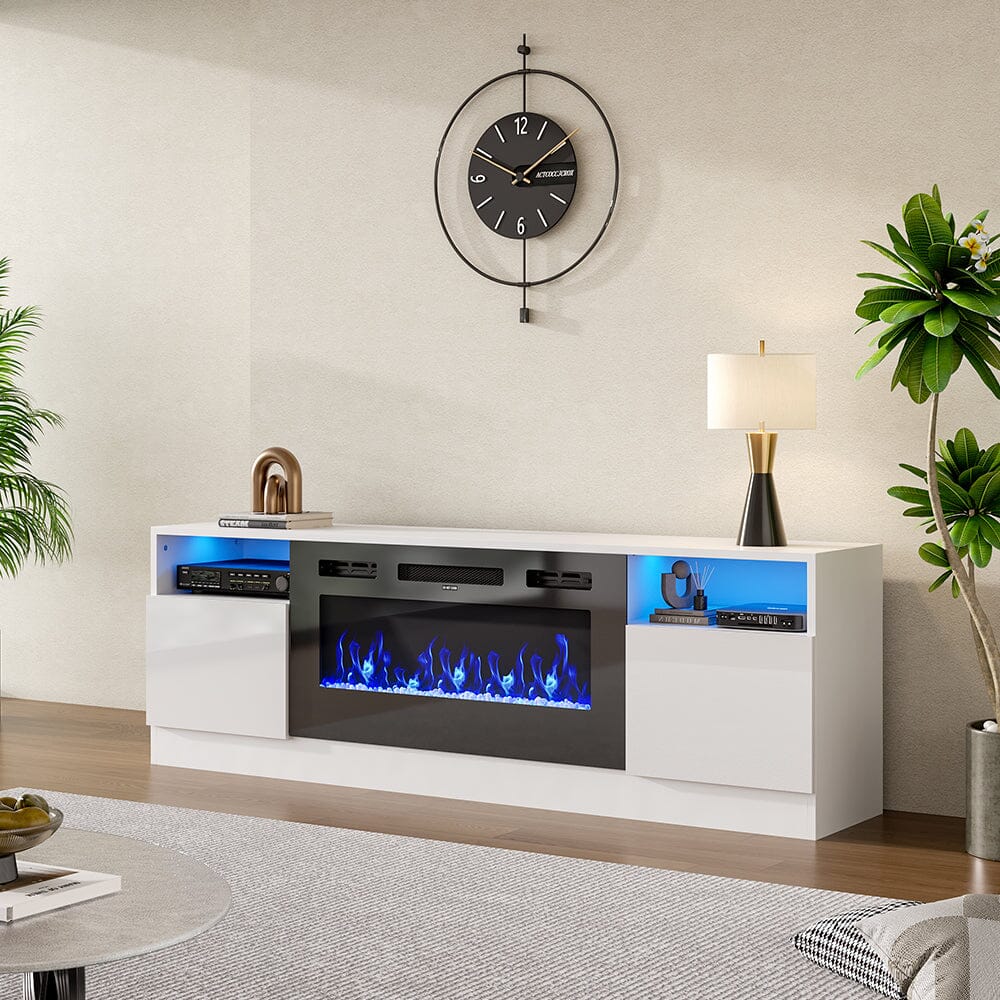 36 Inch Recessed Electric Fireplace TV Stand with Closed Storage - House Comfort