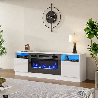 36 Inch Recessed Electric Fireplace TV Stand with Closed Storage - House Comfort