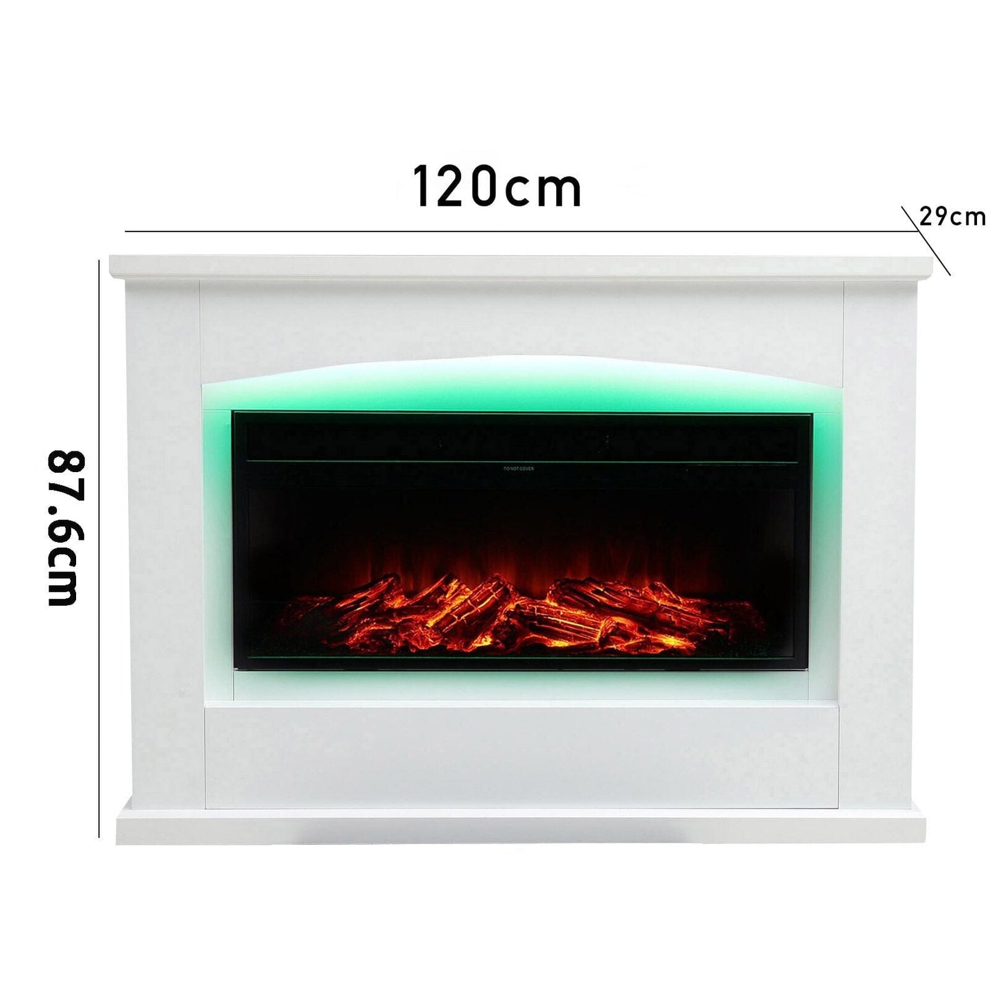 39/48 Inch W Electric Fireplace Suite 1800W with Ambient Light 1/7 LED Colours - House Comfort