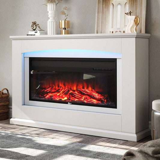 39/48 Inch W Electric Fireplace Suite 1800W with Ambient Light 1/7 LED Colours - House Comfort